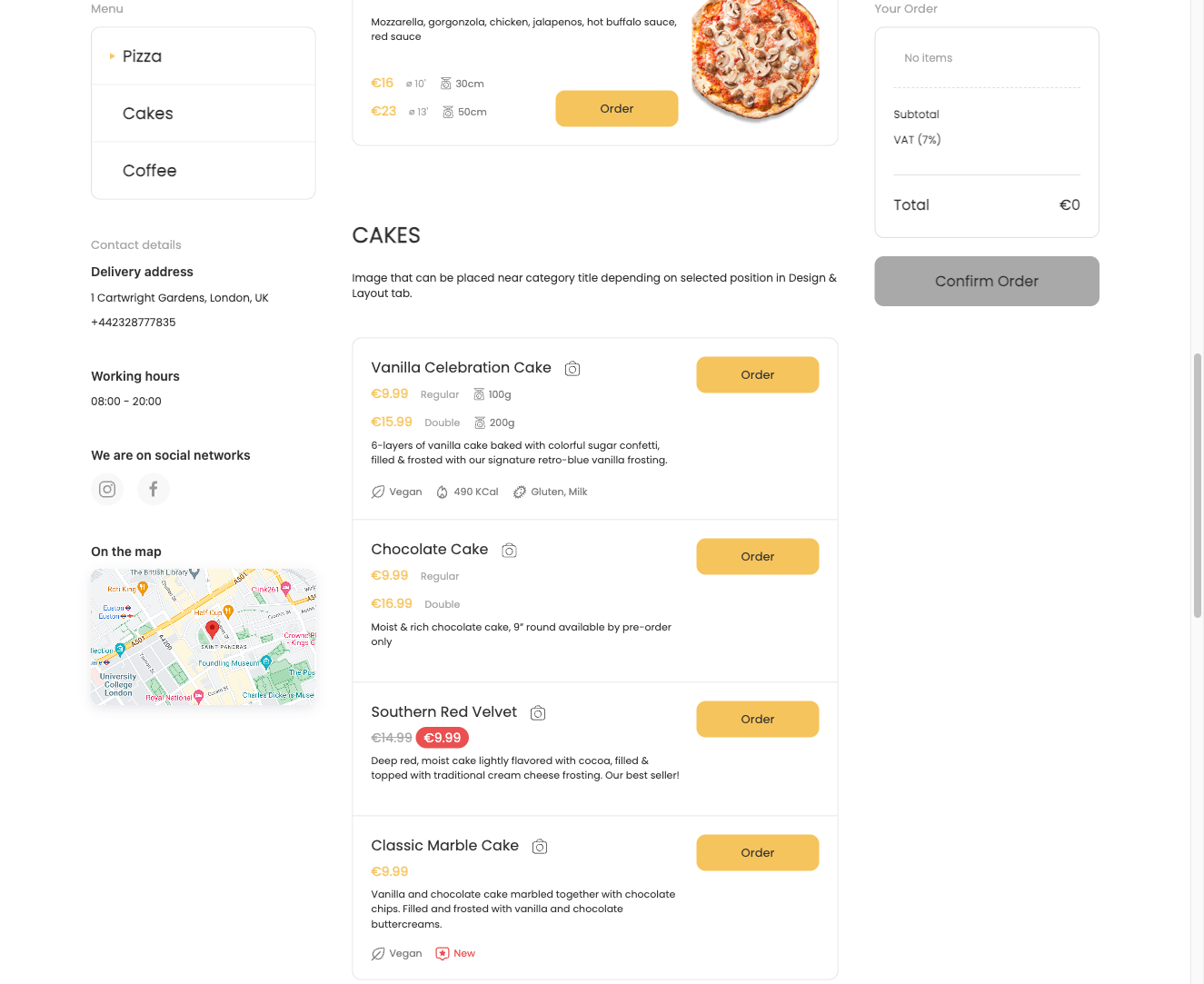 Calorie badge in menu listing