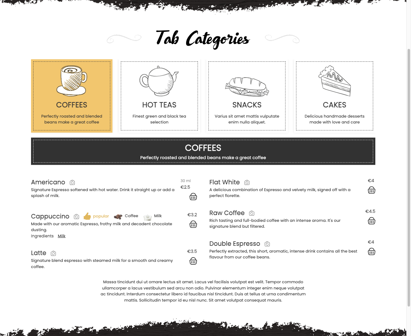 Horizontal tab navigation in frontend