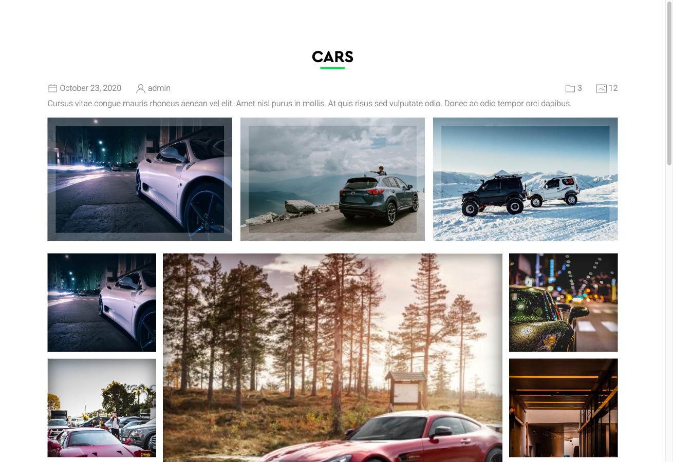 Fancy template gallery grid on frontend