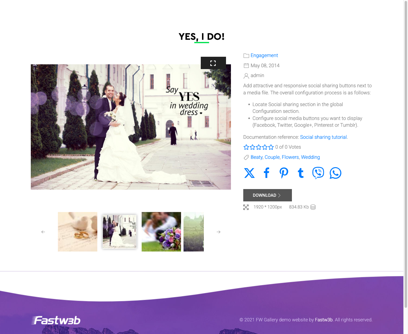 Social sharing buttons on a file detail page