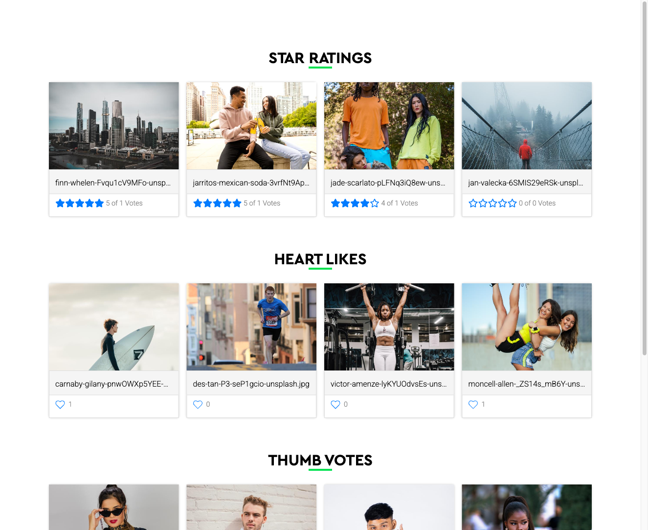 Star rating widget on a file grid item