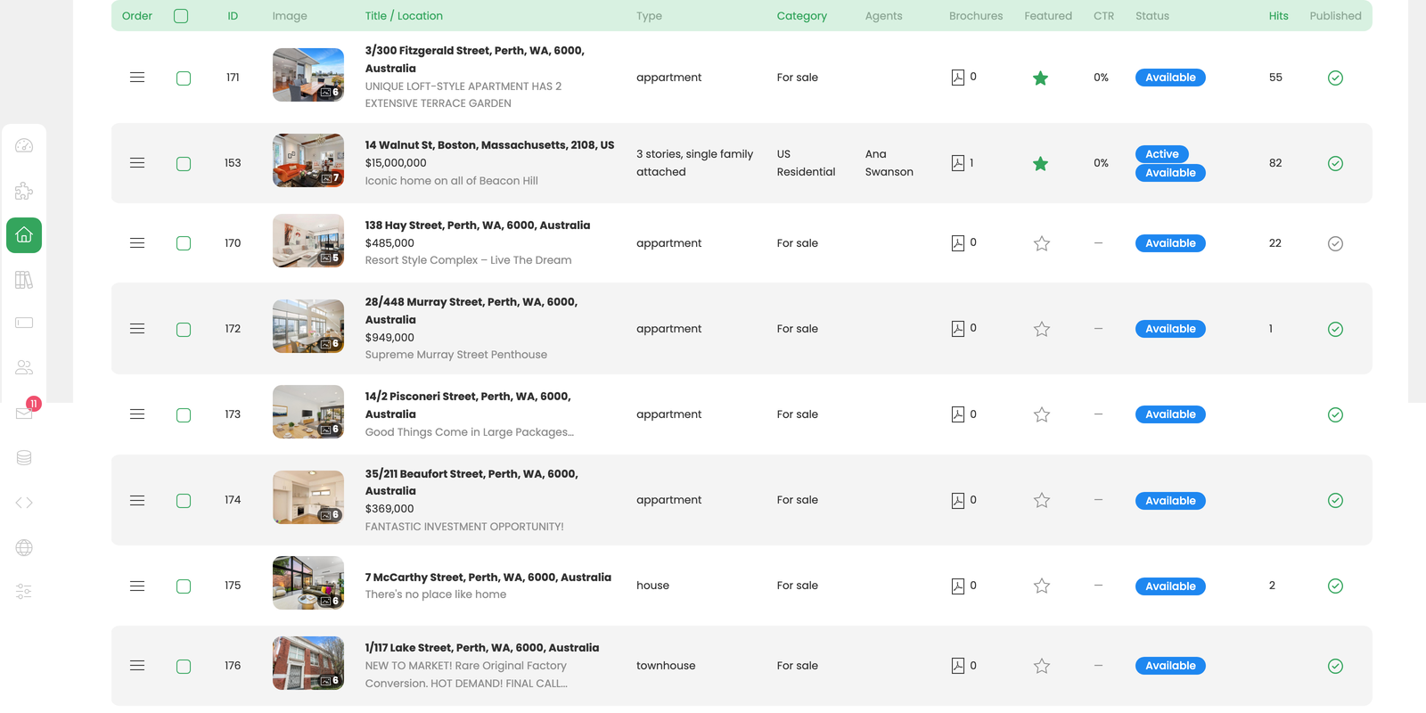 The star column in the properties list
