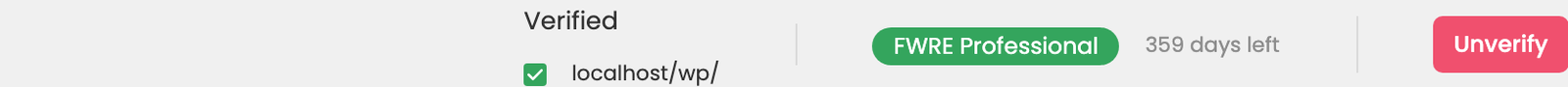 FW Real Estate admin header after a successful connection