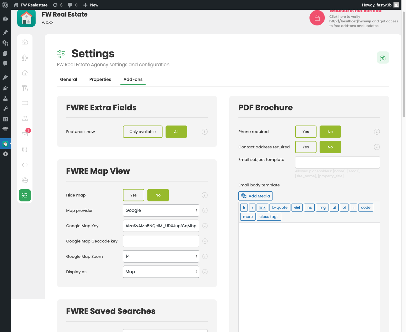 Map View settings card in Settings → General tab