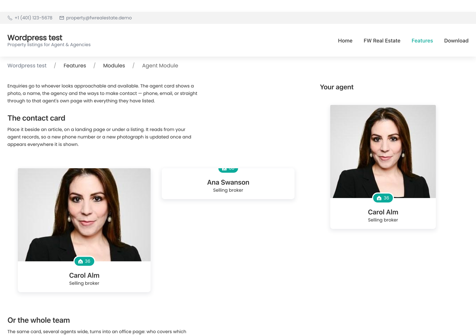 Agent module in a sidebar