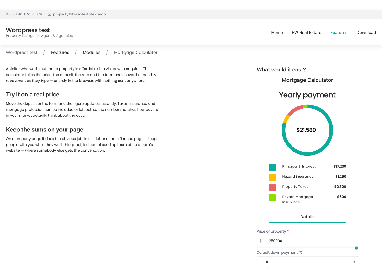 The mortgage calculator with its amortisation schedule