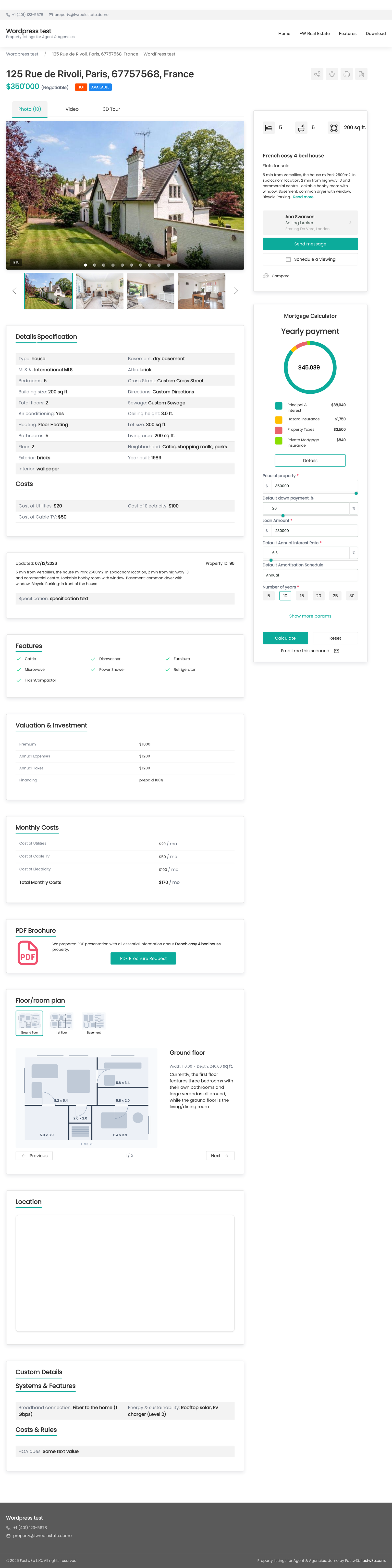 Property detail page with tabs and sidebar