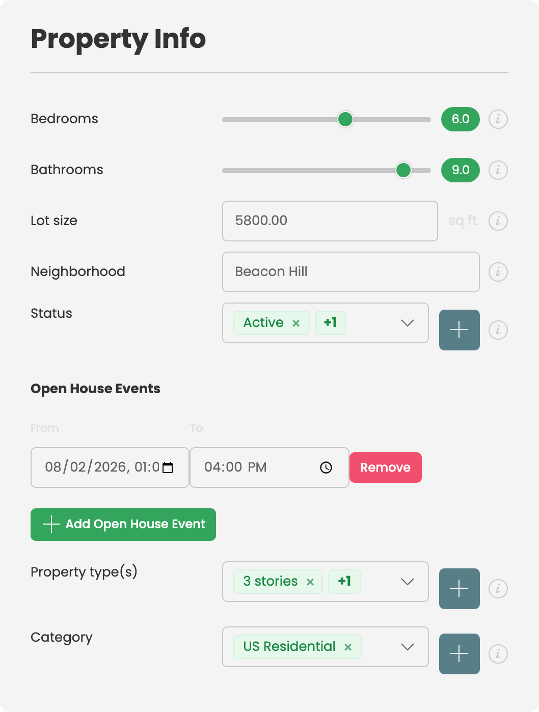 The status field on the property form