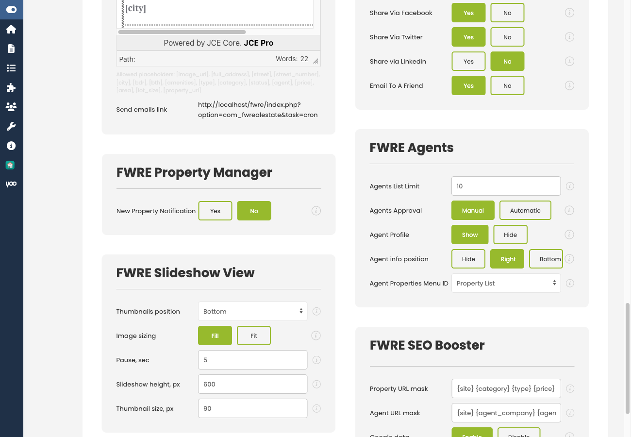 Agents settings card in Settings → Addons tab