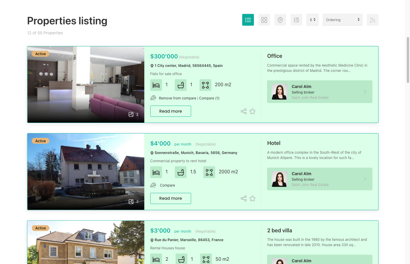 Compare checkbox on property listing cards