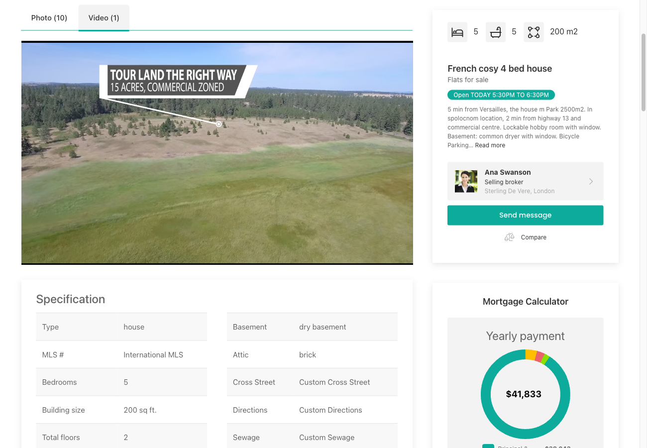 Contact form on single property page (right sidebar)