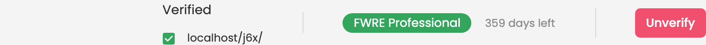 FW Real Estate admin header after a successful connection