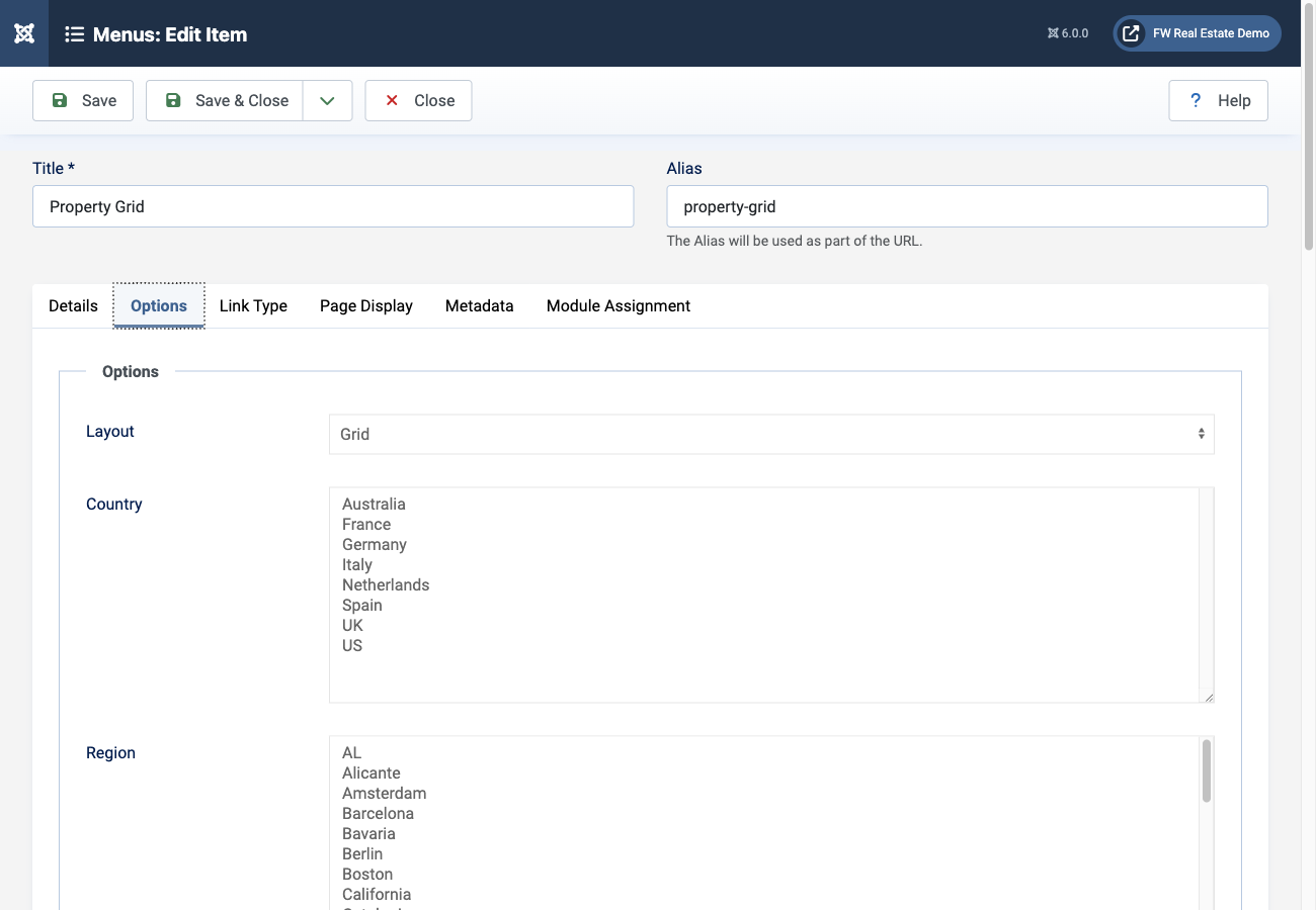 Layout parameter in menu item settings