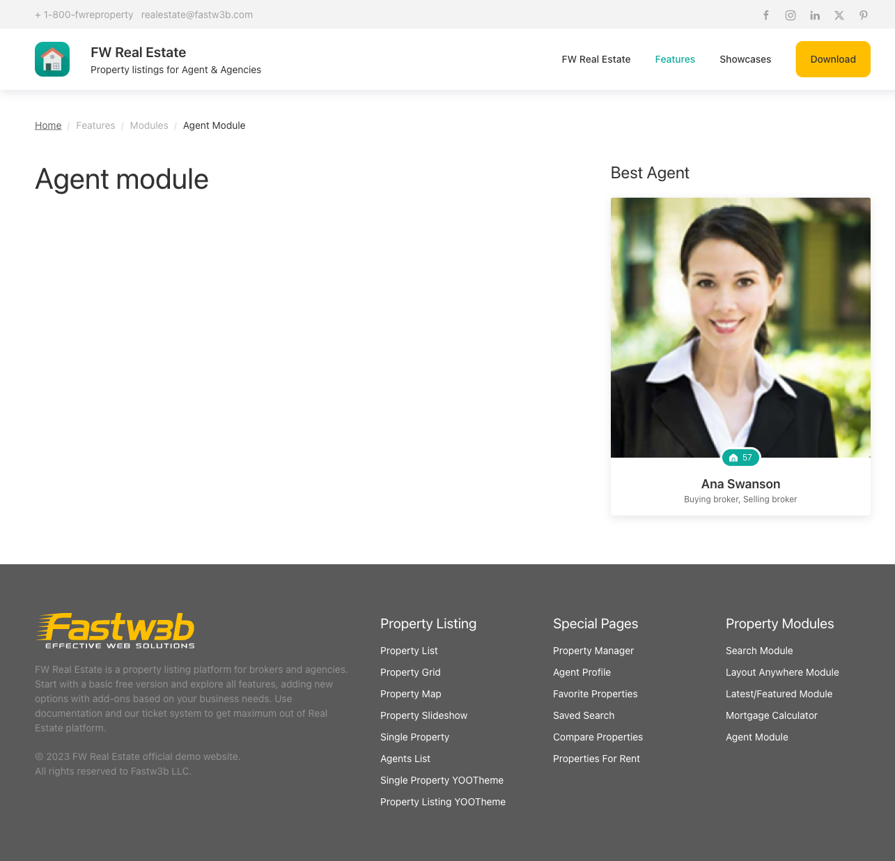 Agent profile module on sidebar