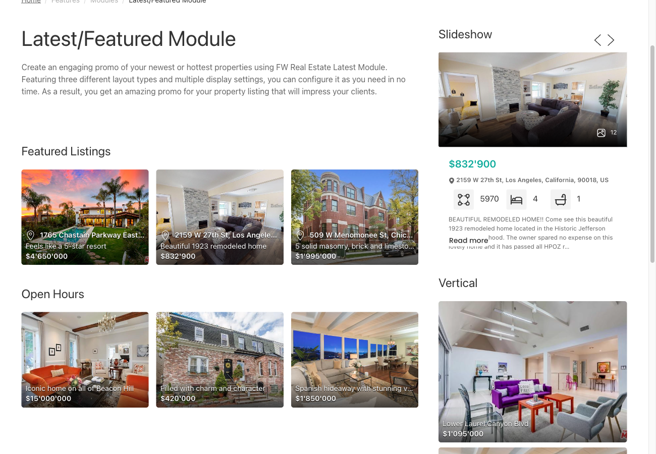 Latest module in slideshow layout