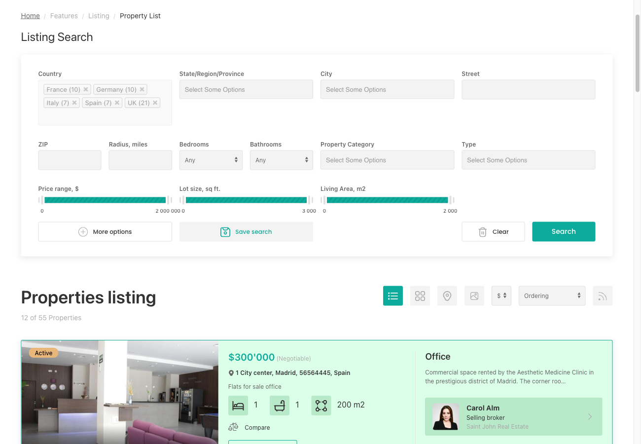 Currency selector on listing page