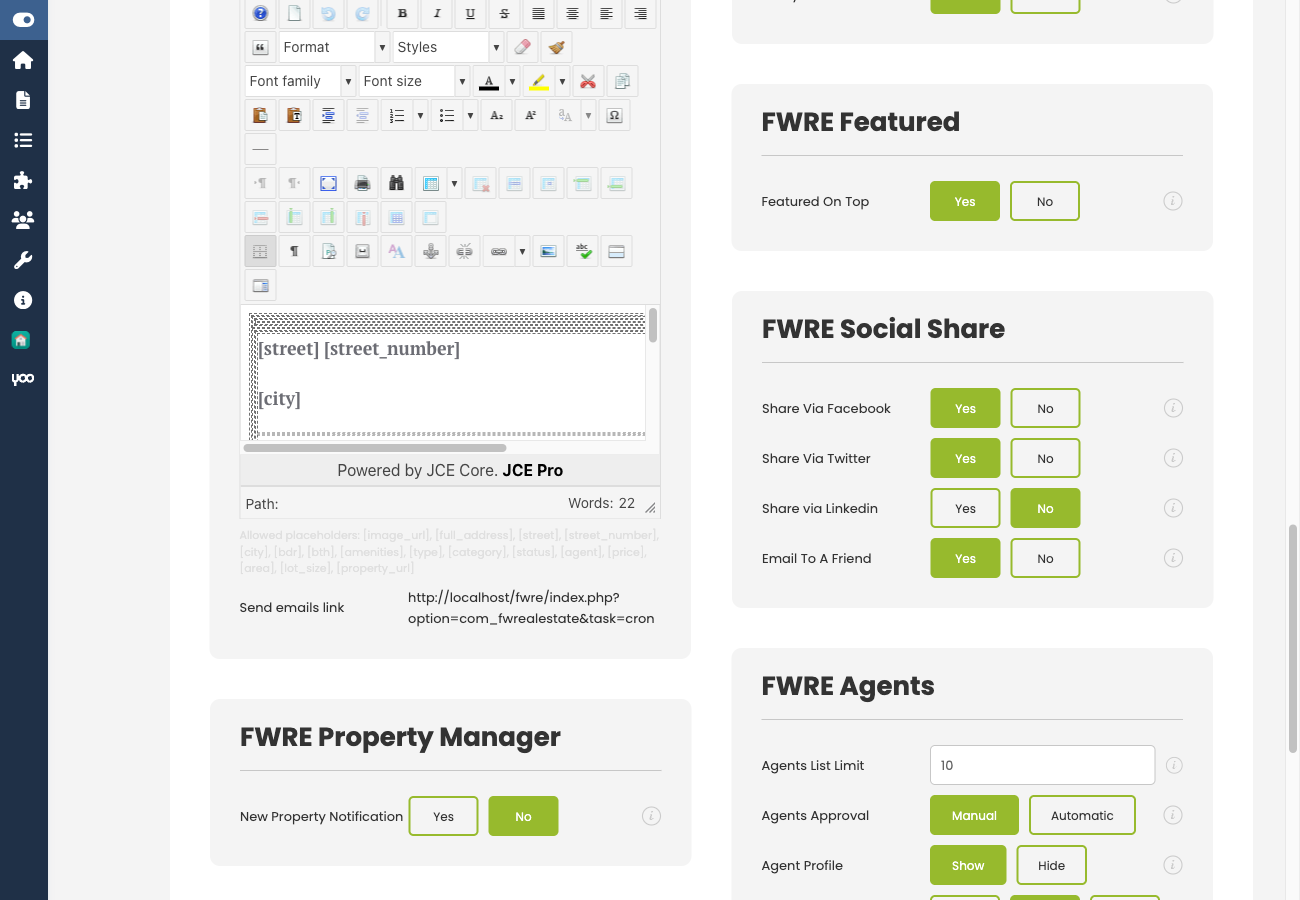 Social Share settings card in Settings → General tab