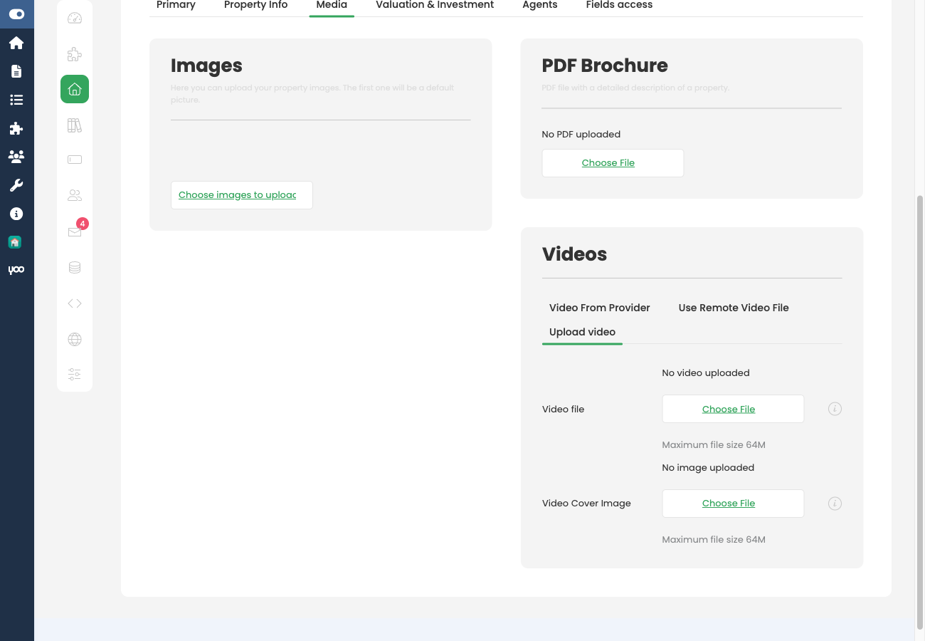 Video section in property edit form Media tab