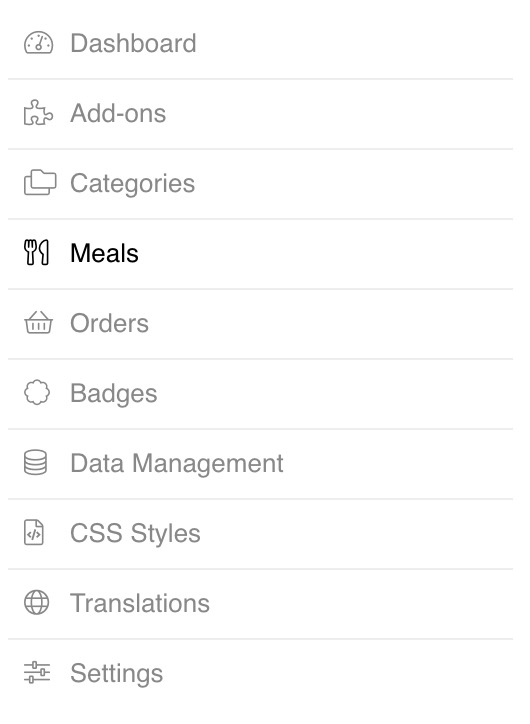 All <code>FW Food Menu</code> admin sections that can be found at <strong>Joomla! Admin</strong> -> <strong>Components</strong> -> <strong>FW Food Menu</strong> are described in this section with screenshots and parameters available.