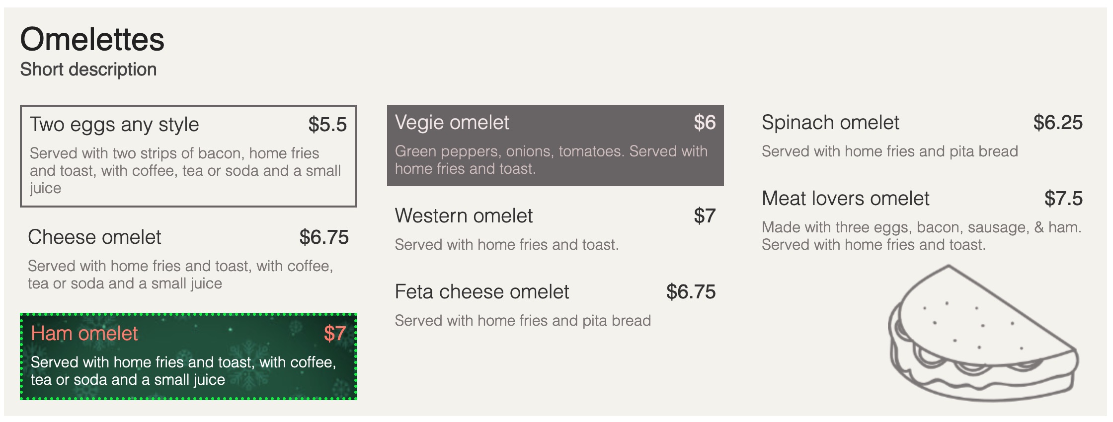 Adds <strong>text and background color</strong> and <strong>background image</strong> options to <code>Meals and Category Add/Edit</code> forms in Admin. <code>FWFM Background & Colors</code> helps to make some items or sections stand out or just have a unique presentation of a meals list on a page.