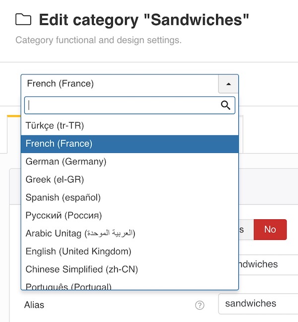 Adds a <strong>Language dropdown</strong> with a selection of active <code>Joomla!</code> languages to set content for each language separately and make sure everything is translated for each meal, category, meal badge, etc. When <code>FWFM Multilingual</code> is activated all <strong>FW Food Menu</strong> content by default is stored as a default <code>Joomla!</code> Admin language. Other active languages need to be selected for translation.