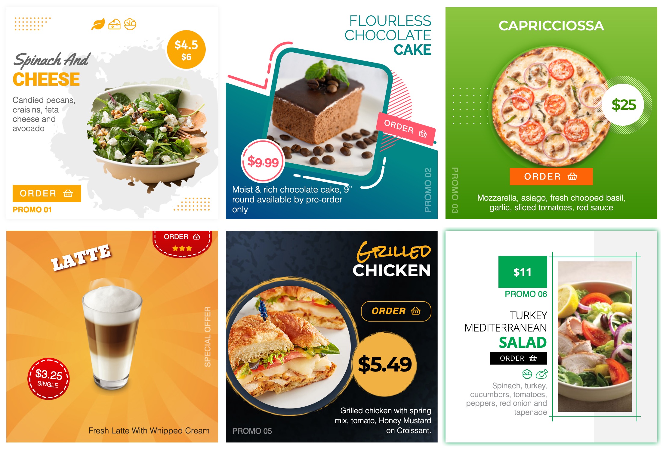 A single meal promo block adjusted with a max size, easily designed with one out of the box designs and tuned with a special promo label. Promo block may be added everywhere where a module can be placed - in a <strong>module position</strong> or <strong>inside an article</strong>. Key part of the block is a meal image, so make sure you add images for promo meals at least. Other elements like <code>FWFM Order Online</code> (Order button), <code>FWFM Prices & Discounts</code> (price label and discount) and <code>FWFM Meal Badges</code> add-ons will appear on promo block if available.