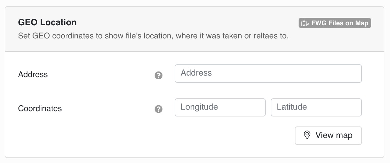 Set GEO coordinates to show file's location, where it was taken or reltaes to.