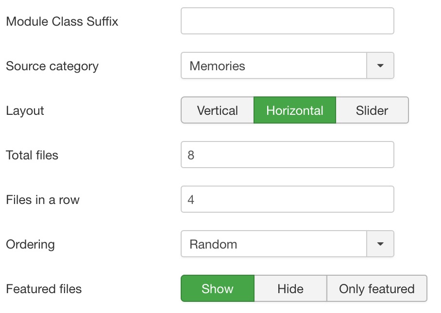 Module admin parameters