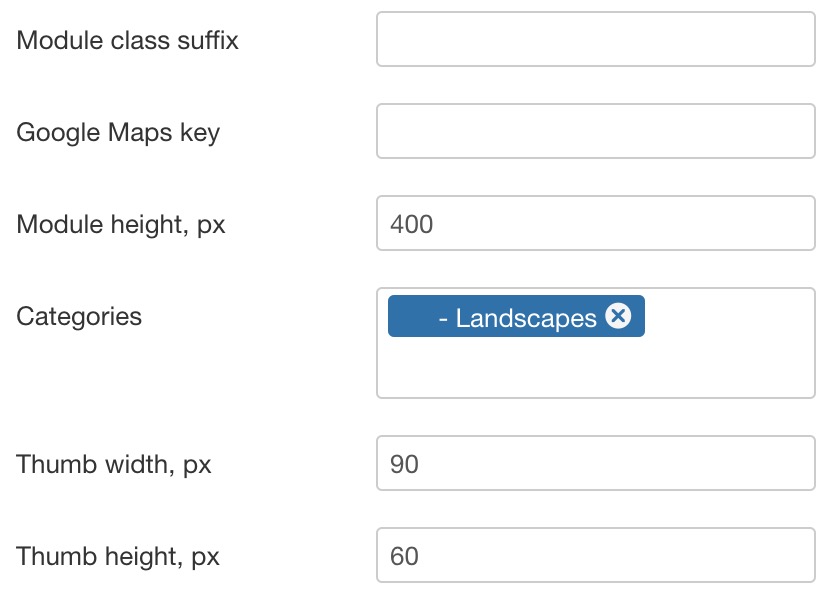 Module admin parameters