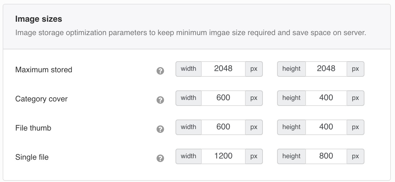 Image storage optimization parameters to keep minimum imgae size required and save space on server.
