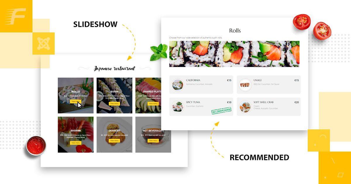 Building Japanese restaurant website with FW Food Menu